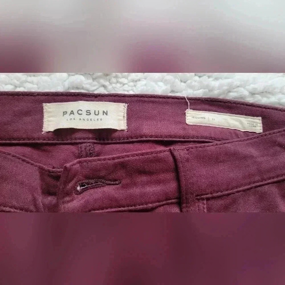 PACSUN low-rise Jeggings, Size 27, Burgundy Wine Denim Stretch Skinny - Picture 4 of 5